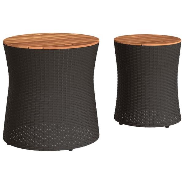 vidaXL haveborde, sæt med 2, træbordplader, sort, polyrattan