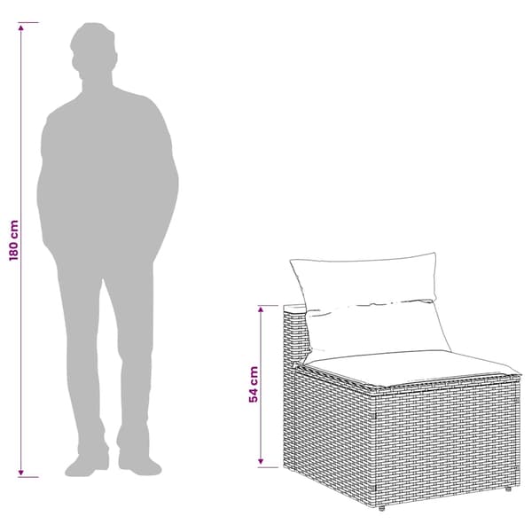vidaXL Trädgårdssoffmoduler, armstödlösa, med kuddar, 2 st.