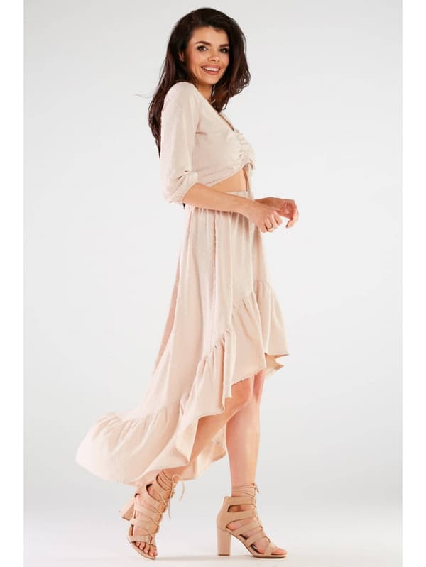 Beige blus med 3/4-ärm M