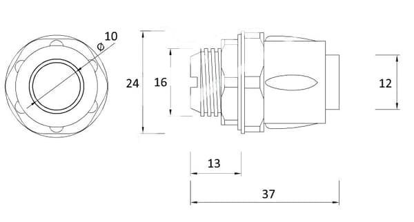 Packbox för flexibelt rör GUS diameter 12 mm / MG16 Grå Packbox IP65