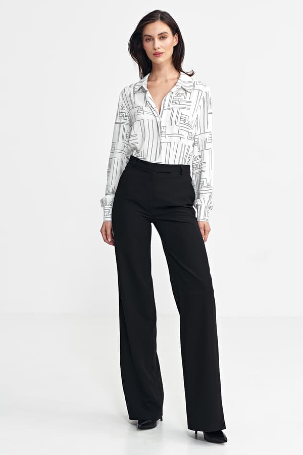 Bootcut-housut piilonapilla - musta, 36