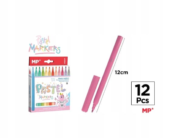 Markerpenne MP 12 farver PP851P pastelfarver