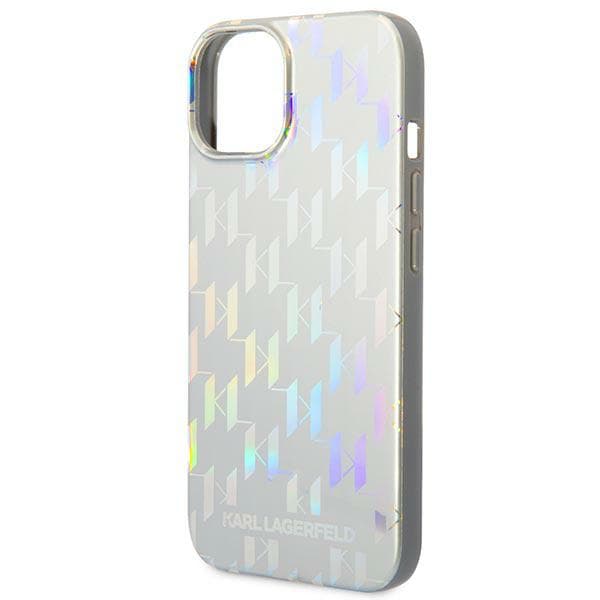 Karl Lagerfeld Monogram Iridescent-cover til iPhone 14 Plus, sølv