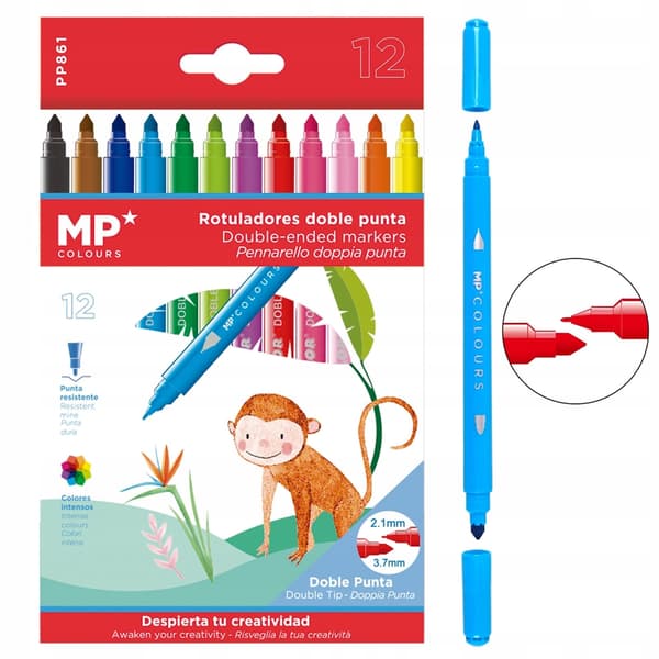 Dobbeltsidede tuscher MP 12 farver sæt PP861