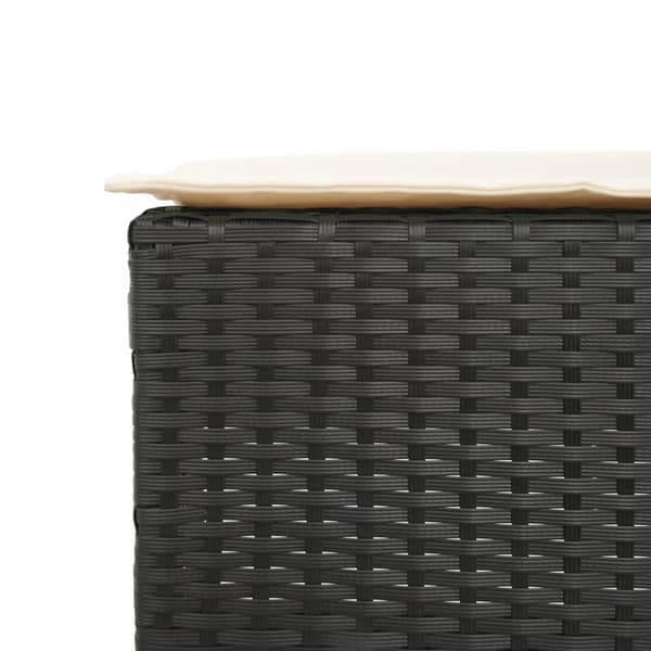 vidaXL 3-delt barsæt med hynder, sort polyrattan