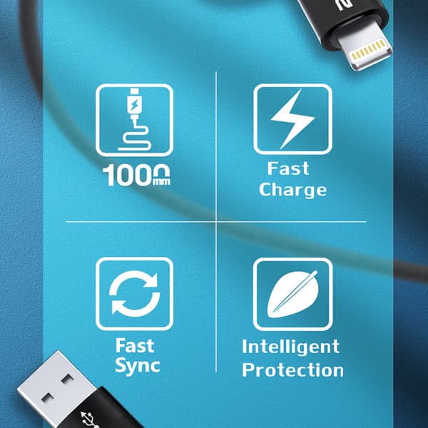 4in1 Yleiskaapeli 2x USB-C 1x USB-A 1x Lightning 60W 1m Musta