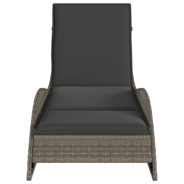 vidaXL dagseng med hynde, grå, 60x205x73 cm, polyrattan
