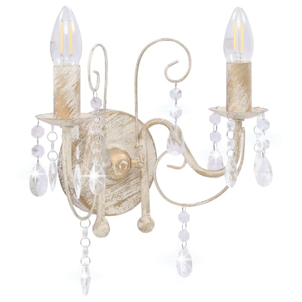 vidaXL Pärlvägglampa antikvit 2 E14-lampor