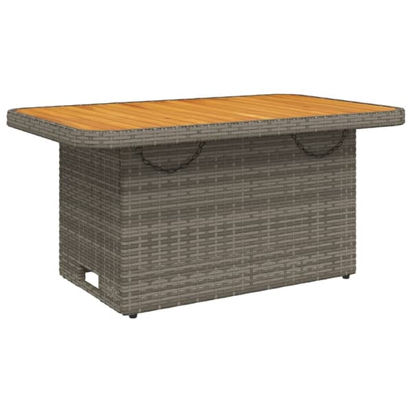 vidaXL Puutarhapöytä harmaa 90x55x71 cm polyrottinki ja akaasiapuu