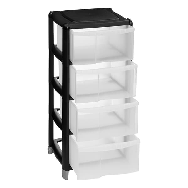 Organizer med 4 skuffer, sort, 85 cm