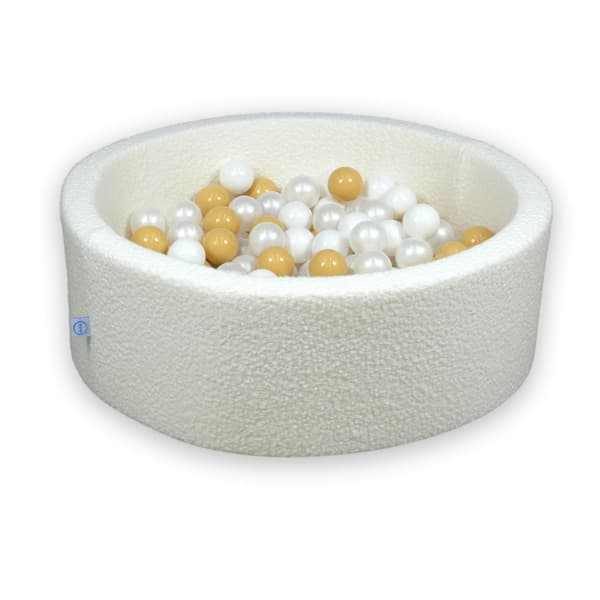 Torr pool 90x30 Boucle Vit 200 bollar: vit, pärlfärgad, beige