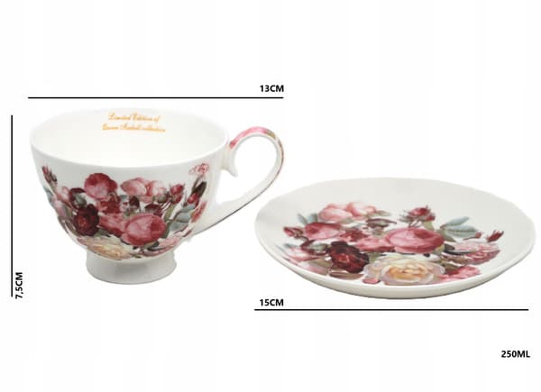 Porslinskoppar, 2x250ml presentset, Classic Rose-kollektionen