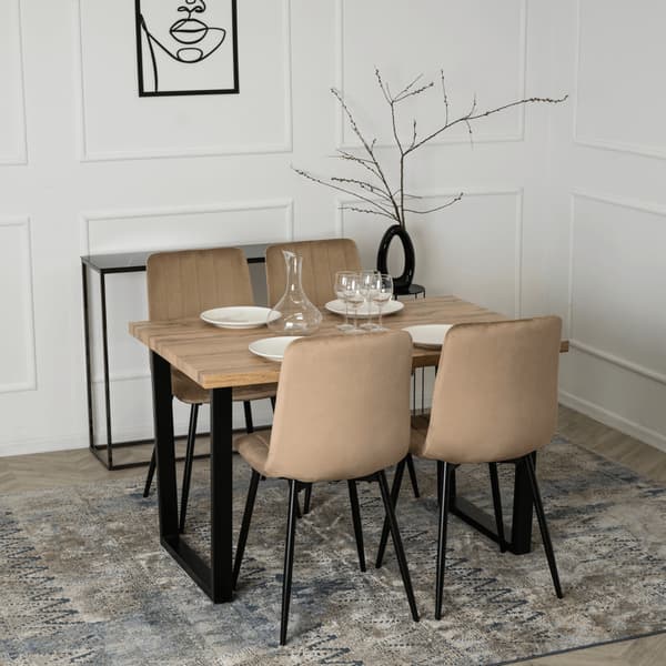 IBIS Beige Velour Moderne Loft Spisebordsstol med Polstring