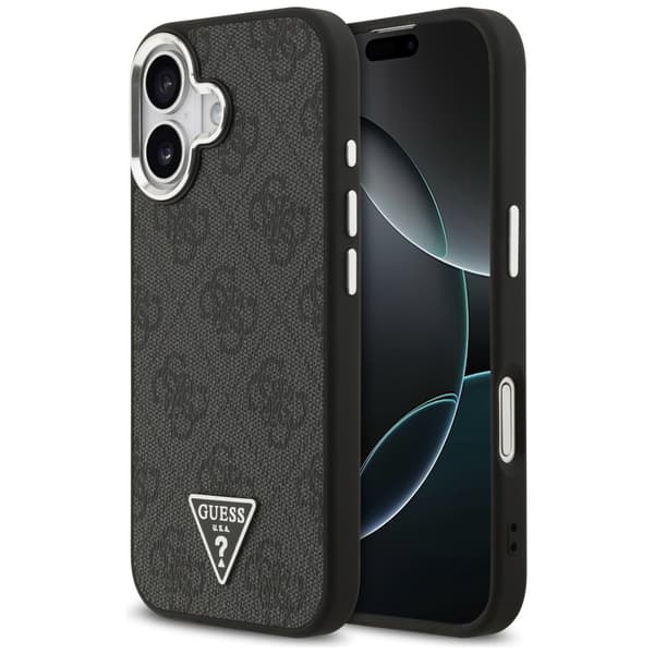 Guess 4G Triangle Logo MagSafe-etui til iPhone 17, sort sølv