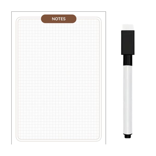 Grid notesbog - magnetisk til køleskabet - A6 - blok - 50 ark + tusch