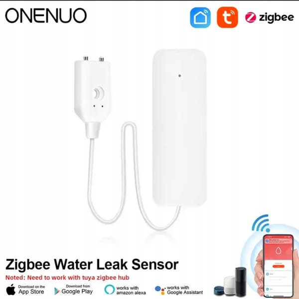 Tuya ZIGBEE vattenläckagesensorsond, ZigBee Gateway krävs