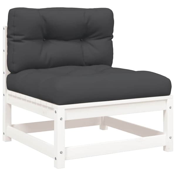 vidaXL Trädgårdssoffa med kuddar, 2-sits, vit, furu