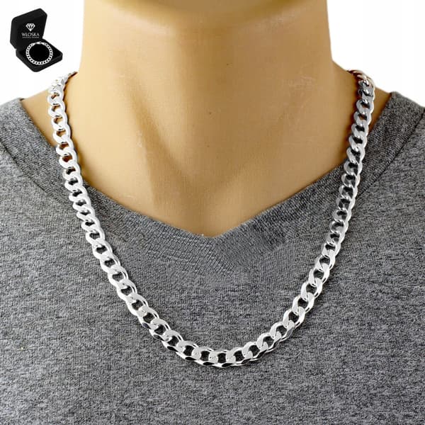 Herrkedja i silver 925 silver 8mm italiensk rustning + GRATIS
