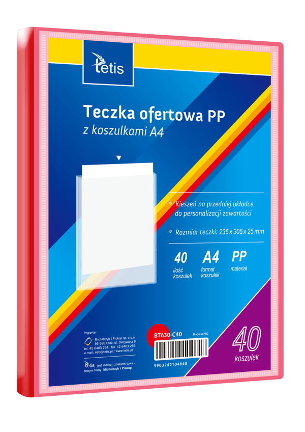 PP præsentationsmappe, 40 lommer, A4, rød