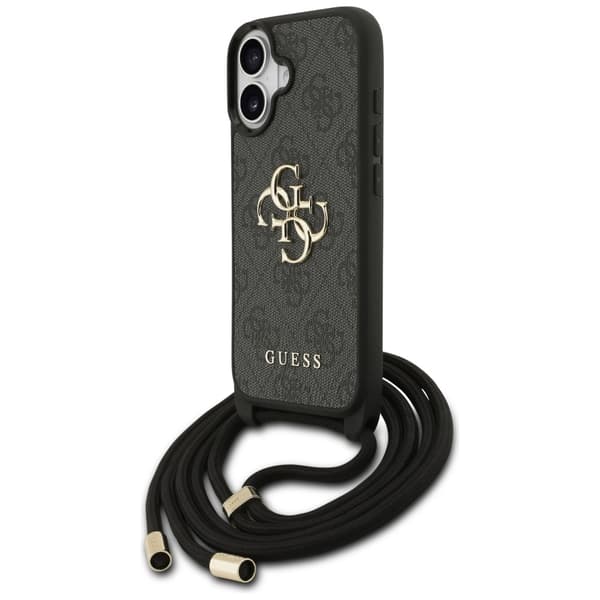 Guess 4G Stort Logo Snorrem Crossbody-etui til iPhone 17 Sort