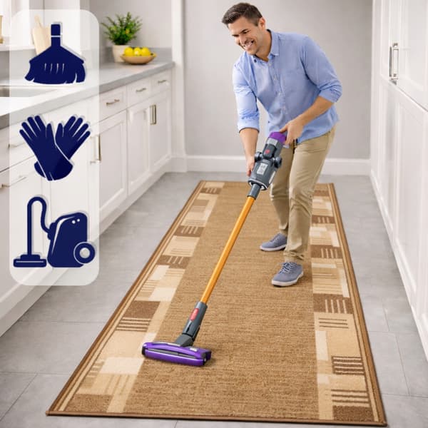 [7] Mattlöpare Gummerad Monte Beige 80X130cm D7496