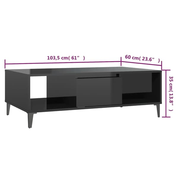 vidaXL sofabord højglans sort 103,5x60x35 cm