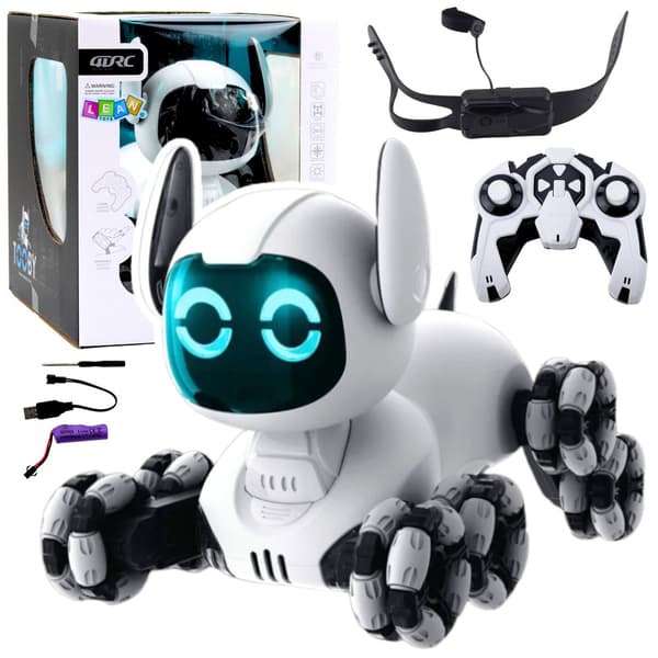TOOBY Robothund Fjernstyret RC 360° Lys Lyde Sort og Hvid