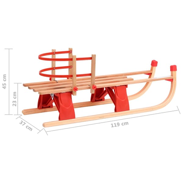vidaXL foldbar slæde med ryglæn 119 cm træ