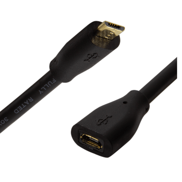 USB 2.0 Micro-USB forlængerkabel 0,5m sort Logilink - transmission 480 Mbit/s