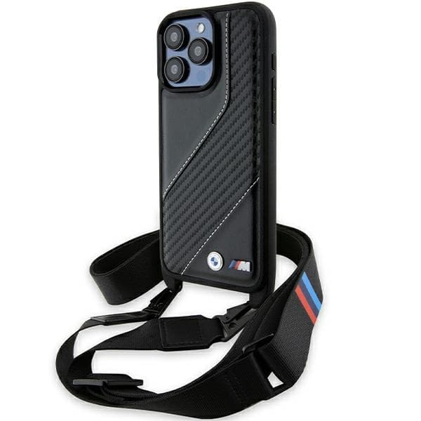 BMW BMHCP15X23PSCCK iPhone 15 Pro Max 6,7" sort/sort hårdt cover M Edition Carbon Stripe & Strap