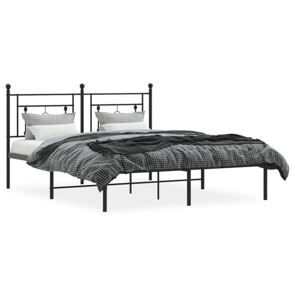 vidaXL metalsengestel med hovedgærde sort 160x200 cm