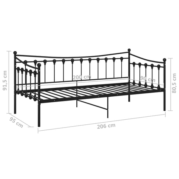 vidaXL sofastel sort metal 90x200 cm