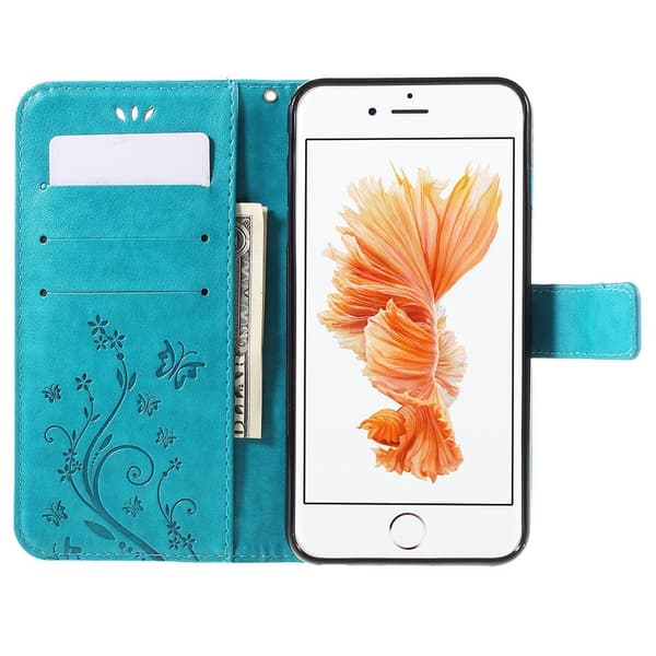 Flip-etui til iPhone 6/6S 4.7, Butterfly, blå
