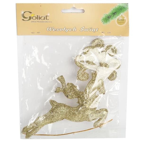 Dekorativ glitterhängare ren 18 cm guld