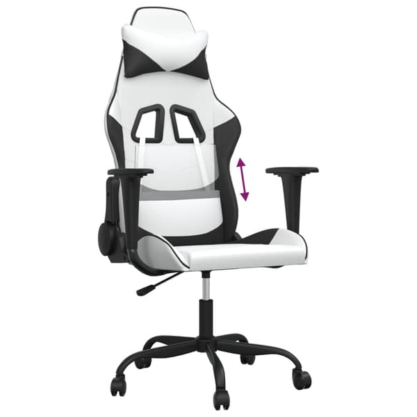 vidaXL gamingstol, sort og hvid, kunstlæder