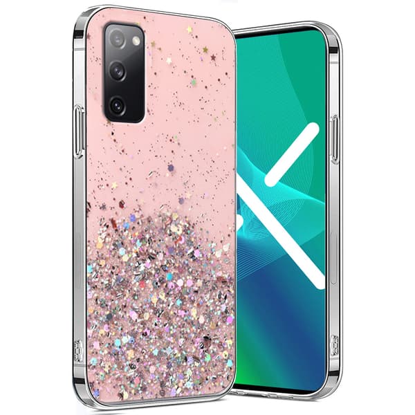 Samsung Galaxy S20 FE cover, glitrende, lyserød