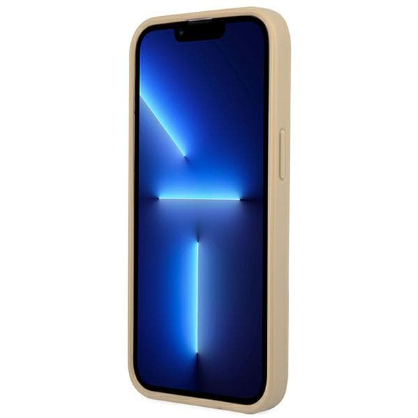 Guess Saffiano Triangle Logo-etui til iPhone 14 Pro, Beige
