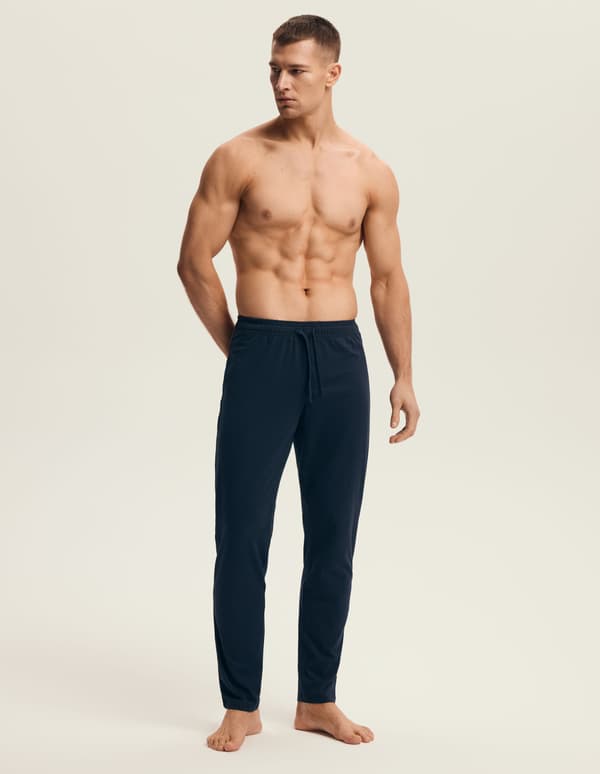 Mode Henderson Herr Långa Pyjamasbyxor 2-Pack | Marinblå, Blå L