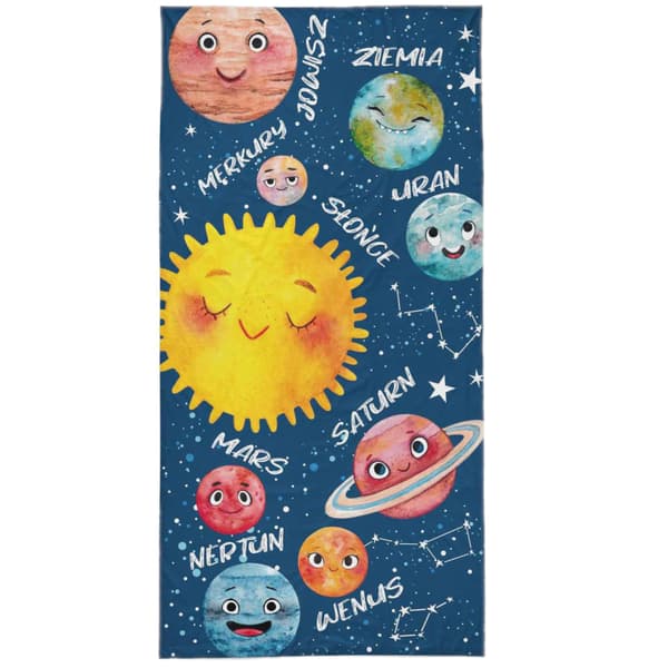 BADETØRKLÆDE STRAND 70X140 CM BOMULD PLANETER RUMMET STJERNER SOL