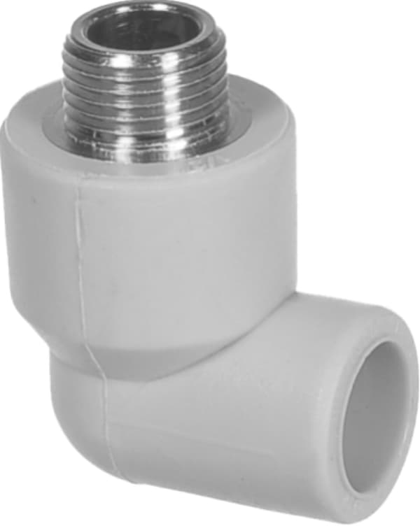 PP-albue 90 grader med messinggevind 32/3/4"