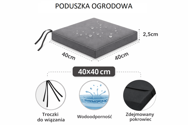 TIP 40x40 puutarhatuolin pehmuste, PULLOVIHREÄ, vedenpitävä, irrotettava päällinen