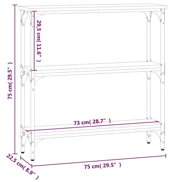 vidaXL konsolbord sort 75x22,5x75 cm
