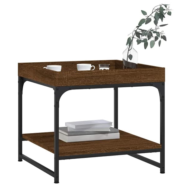 vidaXL sofabord brunt egetræ 49,5x49,5x45 cm