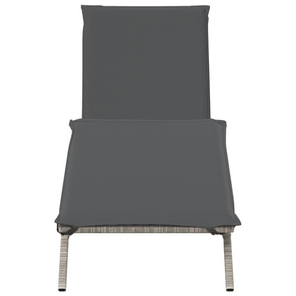 vidaXL liggestol med hynde, lysegrå, polyrattan