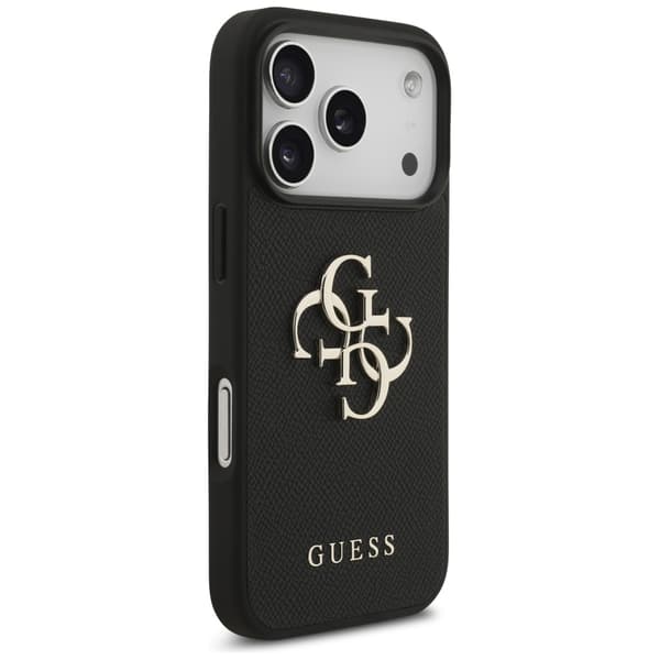 Guess Grained Big 4G & Classic Logo cover til iPhone 17 Pro, sort