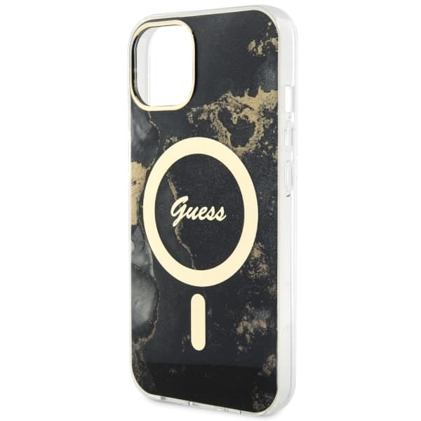 Guess Golden Marble MagSafe-etui til iPhone 14, sort