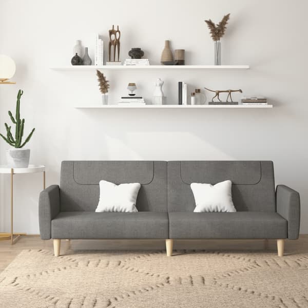 vidaXL 2-sits bäddsoffa, mörkgrå, klädd i tyg
