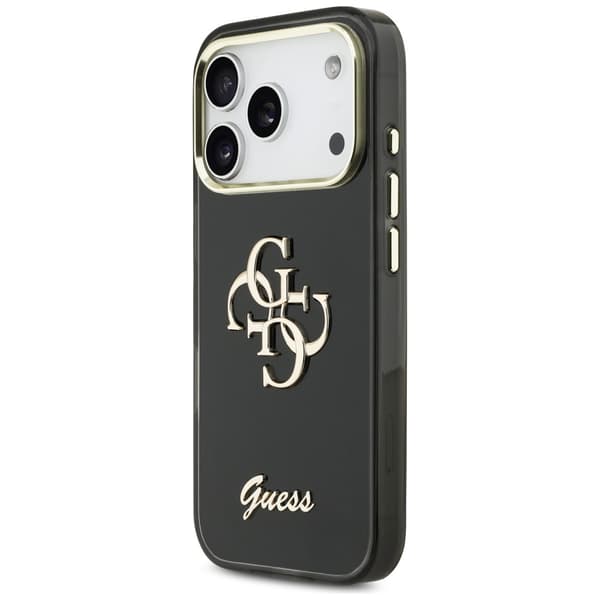 Guess IML 4G Script Metal-cover til iPhone 17 Pro, sort