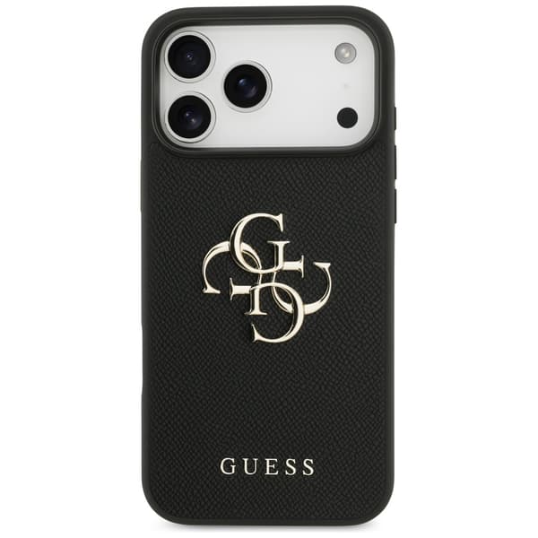 Guess Grained Big 4G & Classic Logo cover til iPhone 17 Pro Max, sort