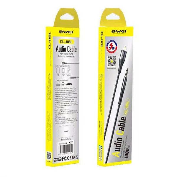 AWEI CL-116L Lightning/Jack 3.5 Adapter Grå